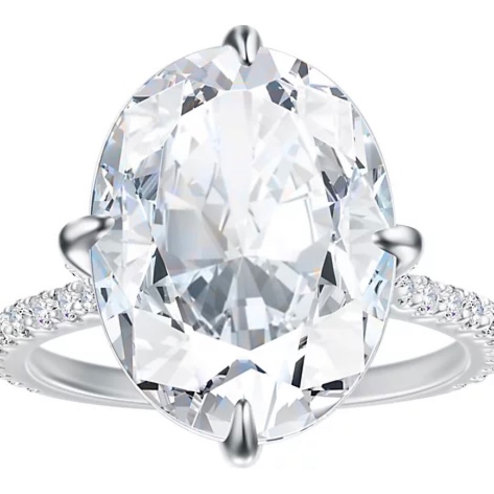 Diamonique 23.10 cttw Oval Ring, Sterling Silver